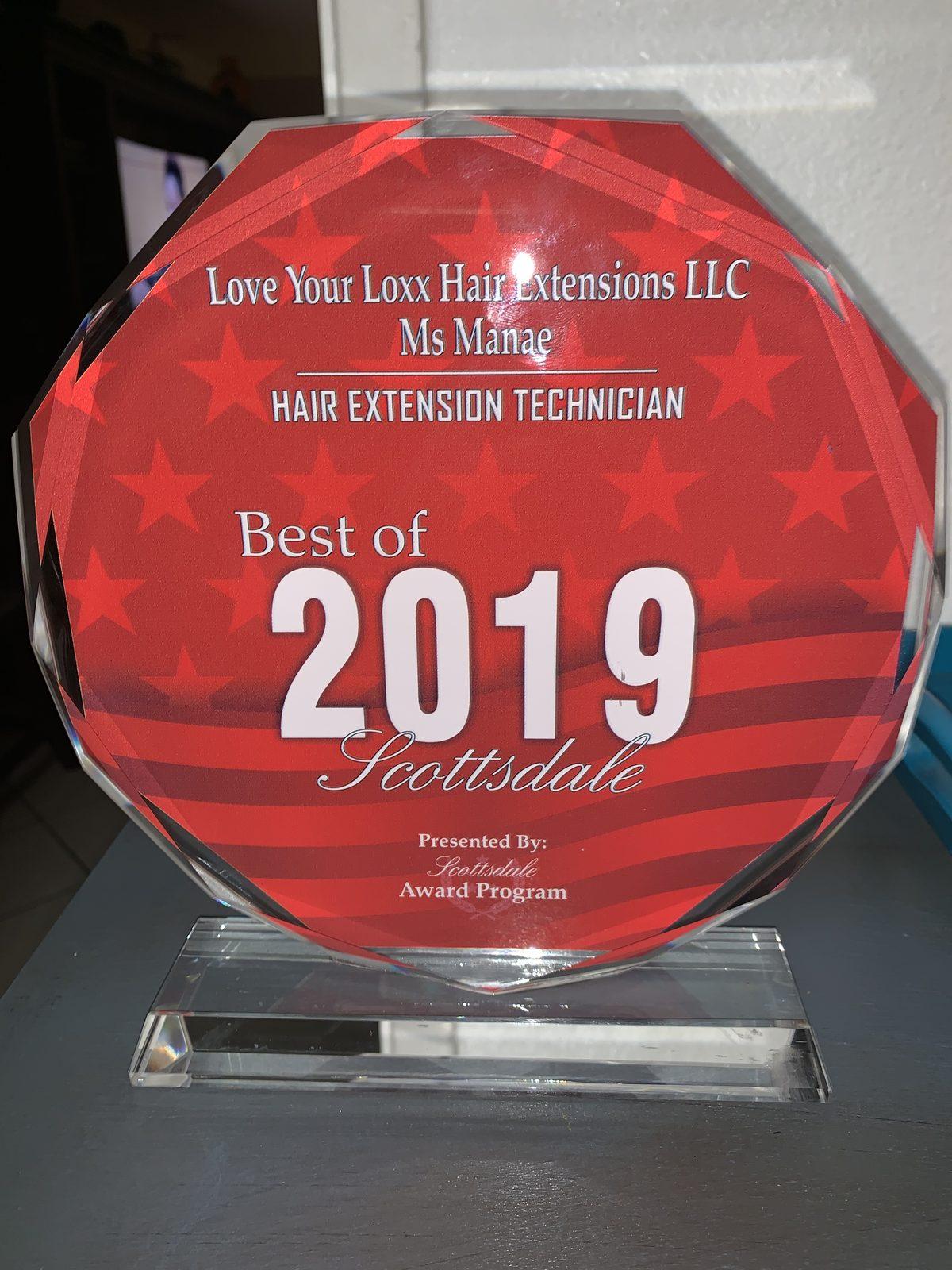 Best of Scottsdale 2019 award, Hair Extension Technician