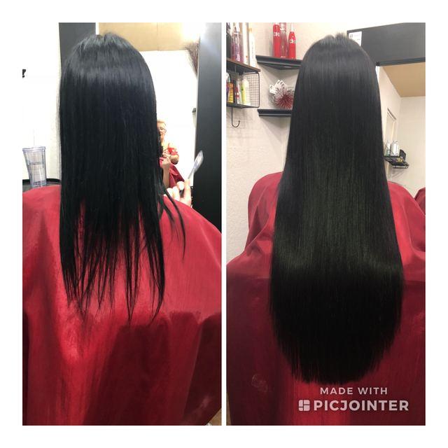 Before and after hair extensions by Ms Manae, set 5