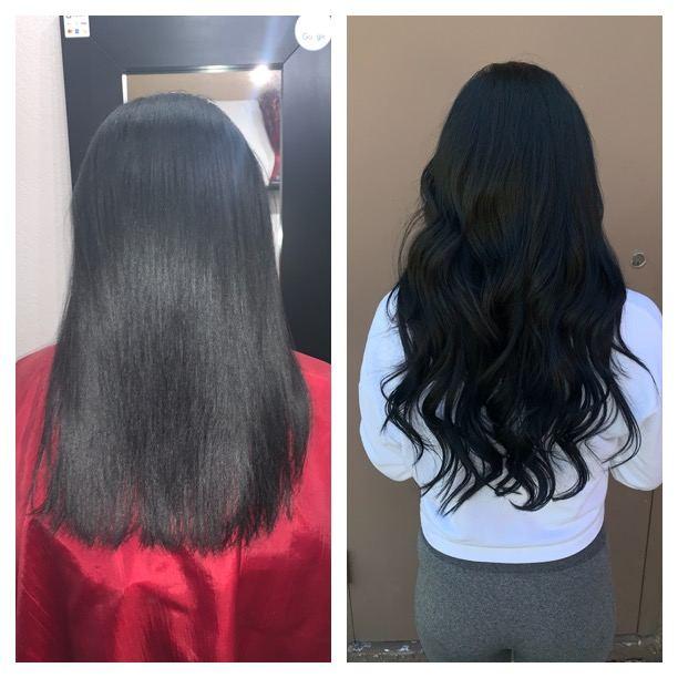 Before and after hair extensions by Ms Manae, set 8