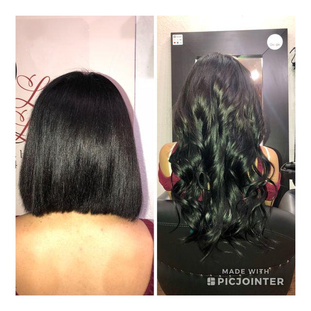 Before and after hair extensions by Ms Manae, set 15