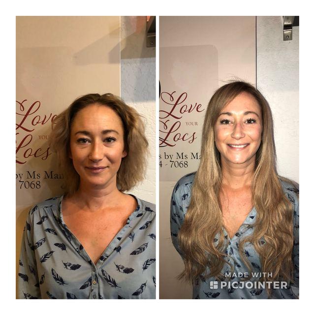 Before and after hair extensions by Ms Manae, set 23