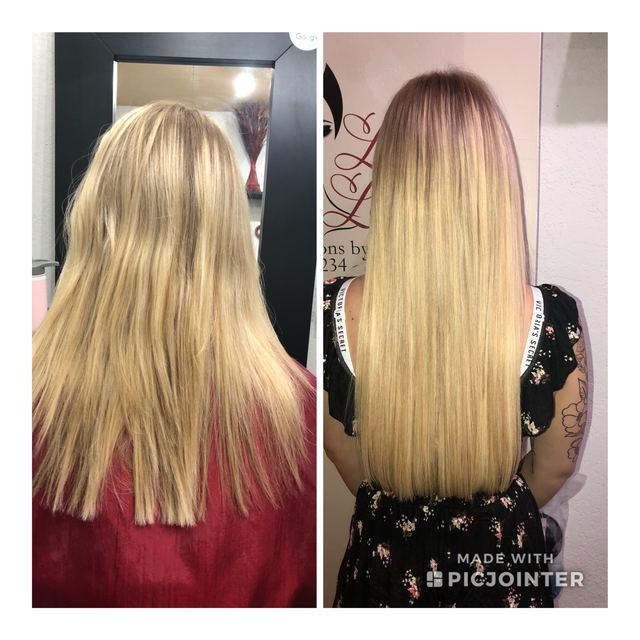Before and after hair extensions by Ms Manae, set 28