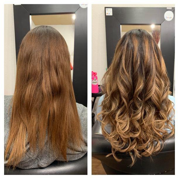 Before and after hair extensions by Ms Manae, set 30