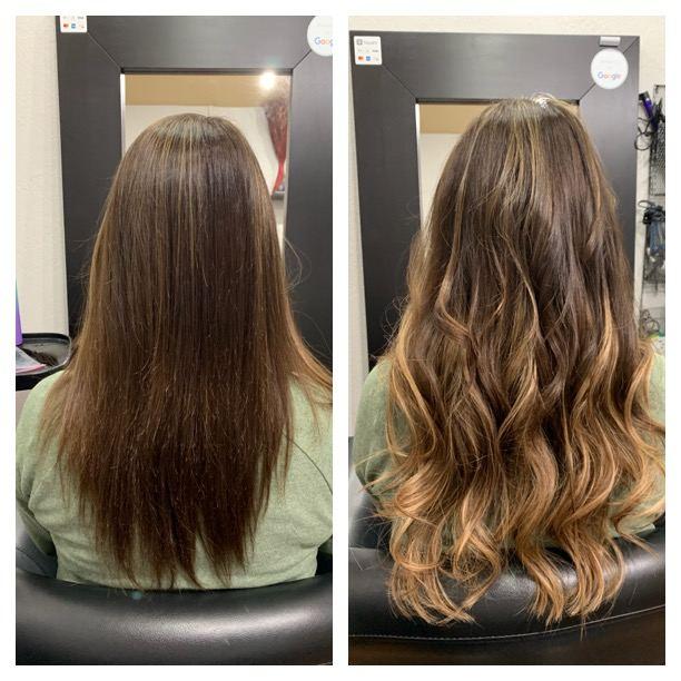 Before and after hair extensions by Ms Manae, set 39
