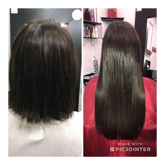 Before and after hair extensions by Ms Manae, set 42