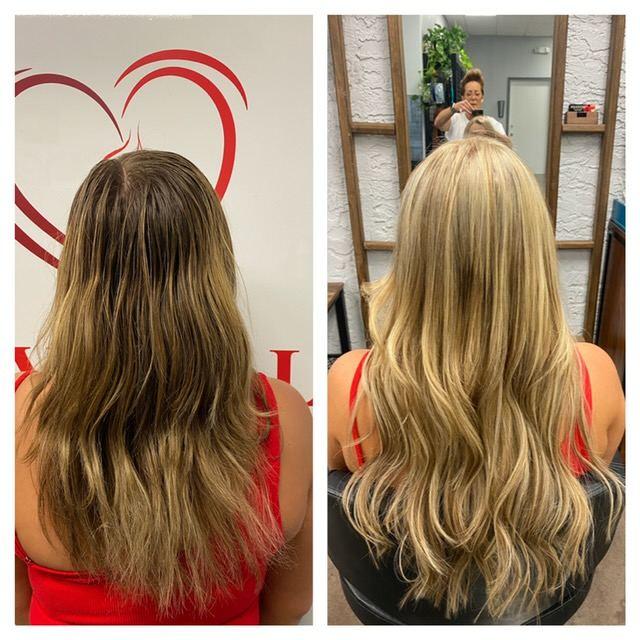 Before and after hair extensions by Ms Manae, set 44
