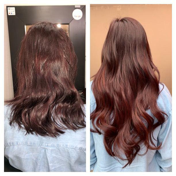 Before and after hair extensions by Ms Manae, set 46