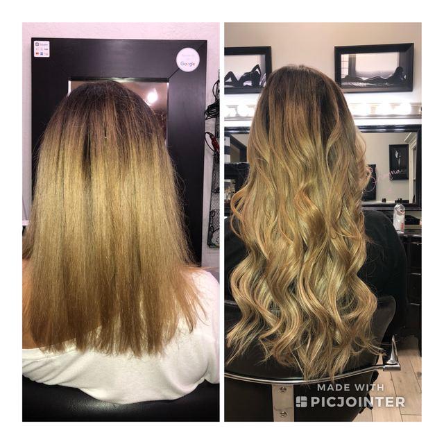 Before and after hair extensions by Ms Manae, set 49